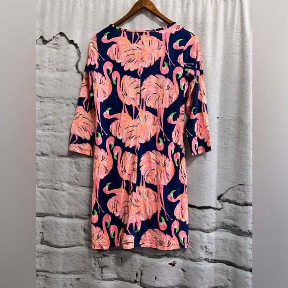 Lilly Pulitzer Beacon T-shirt dress‎ Gimme Some Leg Flamingo 3/4 Sleeve - Picture 3 of 6